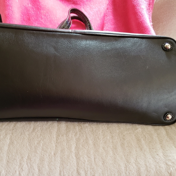 Coach - Black Leather Silver Braid Trim Tote Bag AUTHENTIC COACH BLACK LEATHER/SILVER TRIMMED PURSE